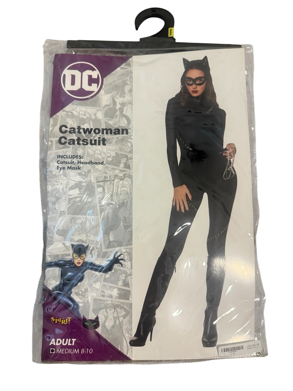 DC Catwoman Black Catsuit Costume - Adult Medium 8-10